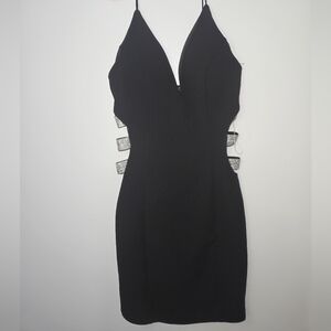 Windsor Black Backless Dress with Silver Accents